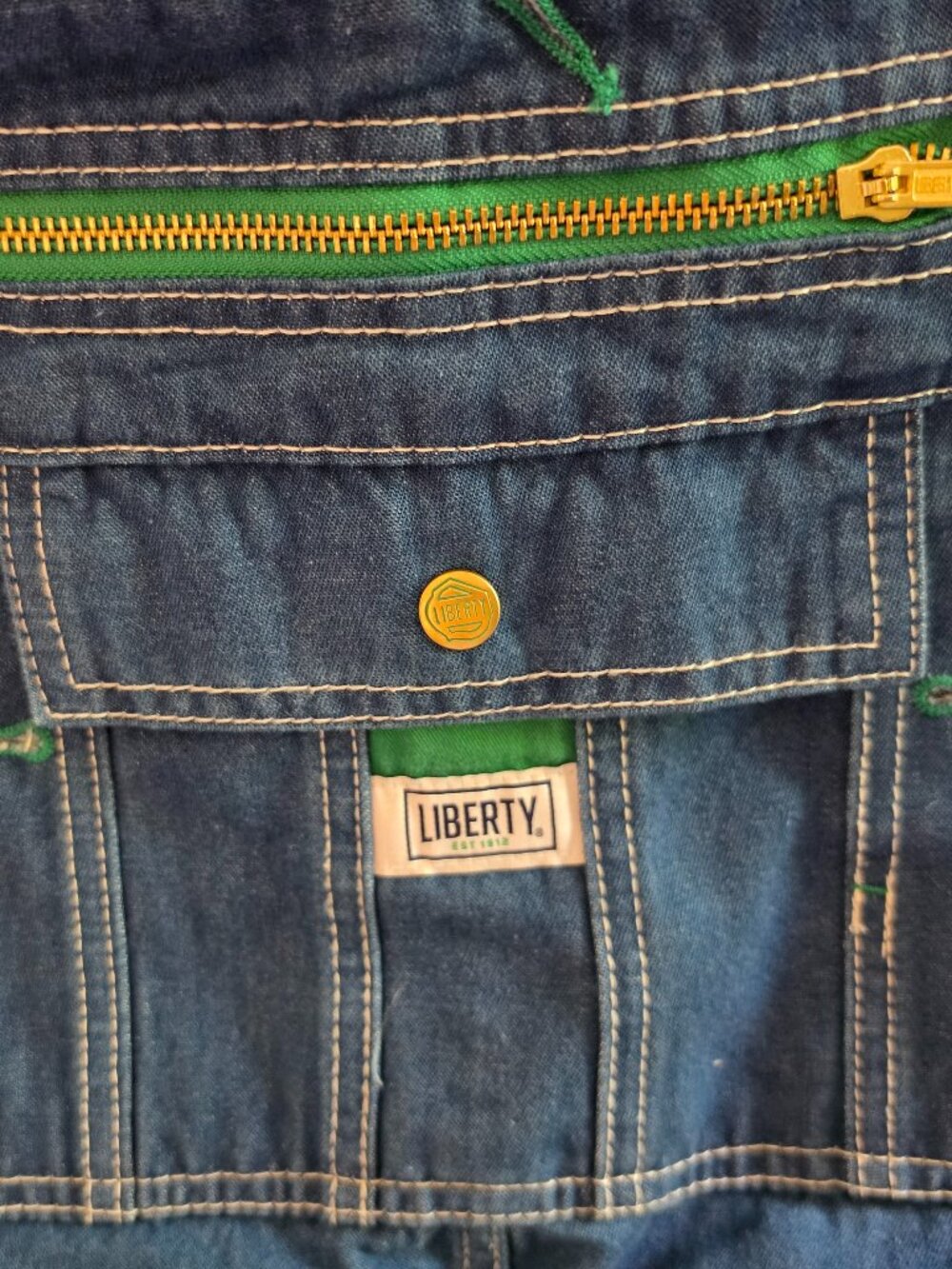 Liberty Stonewashed Denim Bib Overalls New 38x34 - Picture 2 of 9
